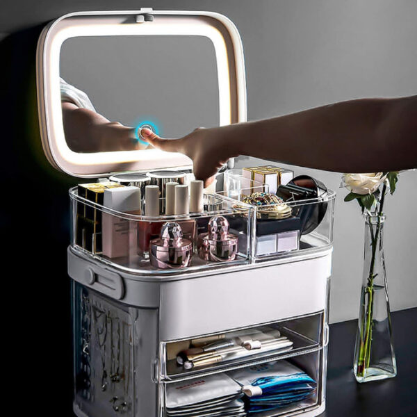 Boîte de maquillage grande capacité avec porte-bijoux – Image 2